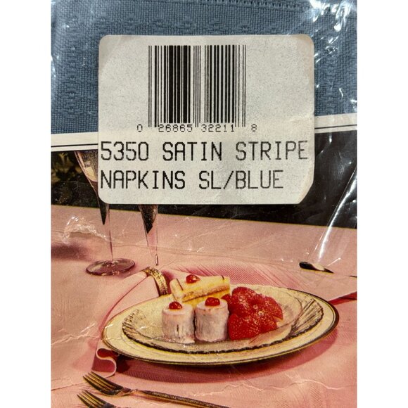 VTG Trevira 5350 Satin Stripe Napkins 17" X 17" Blue Permanent-Press Polyester 4 - Picture 4 of 7